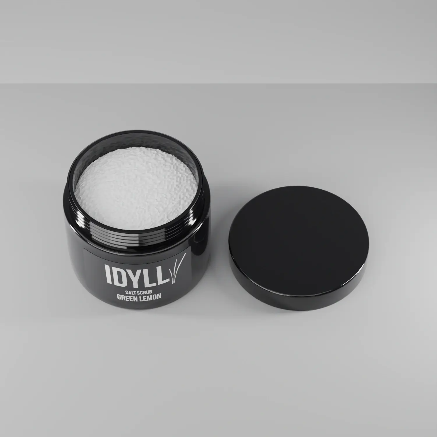Naturlig Saltskrubb Lemon Fields med locket av, innehållet synligt
